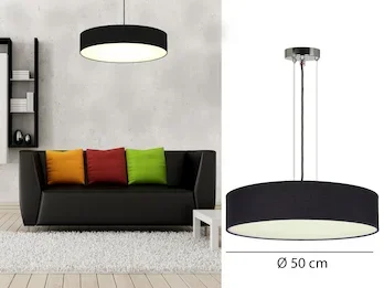 Smartwares Zeitlose runde Hängeleuchte mit Stoffschirm in Schwarz Ø 50cm
