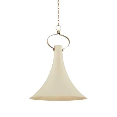 Telfar Pendant – Modern Gold / White – White Fabric Shade – 24in. Diameter – E26 Medium Base
