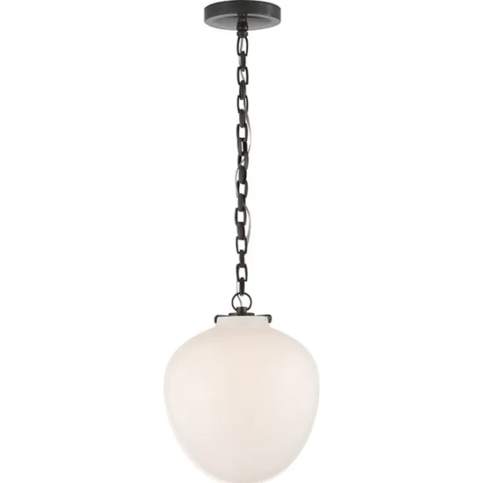 Thomas O’Brien Katie Acorn Pendant in Bronze with White Glass Ceiling Light W10.5″ x H13″TOB 5226BZ/G2-WG