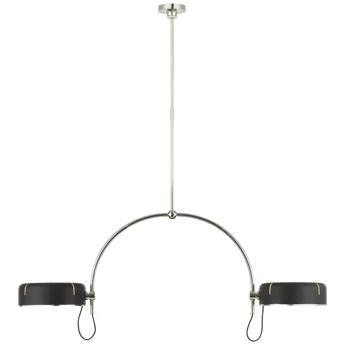 Thomas O’Brien Oso 54″ Linear Arched Pendant in Polished Nickel with Matte Black Shade Ceiling Light W54″TOB 5130PN-BLK