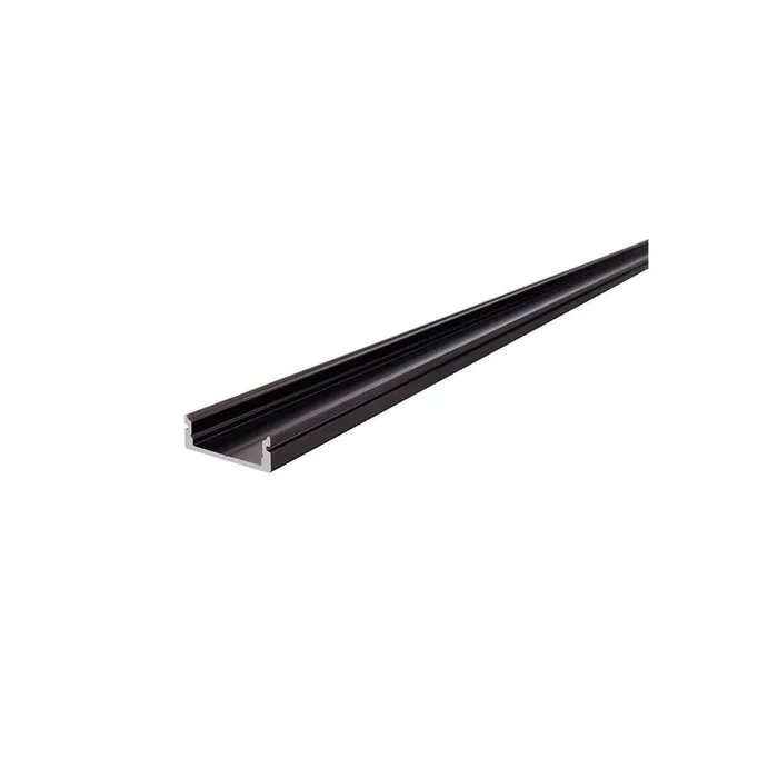 U-Profil flach AU-01-15 für 15 – 16,3 mm LED Stripes, Schwarz-matt, eloxiert, 2000 mm