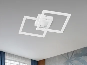 Wofi Flache LED Deckenleuchte ELLE Weiß Eckig 34x34cm