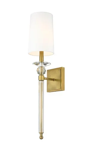 Z-Lite Ava One Light Wall Sconce in Rubbed Brass – 804-1S-RB-WH