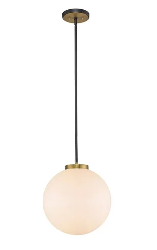 Z-Lite Parsons One Light Pendant in Matte Black + Olde Brass – 477P14-MB-OBR